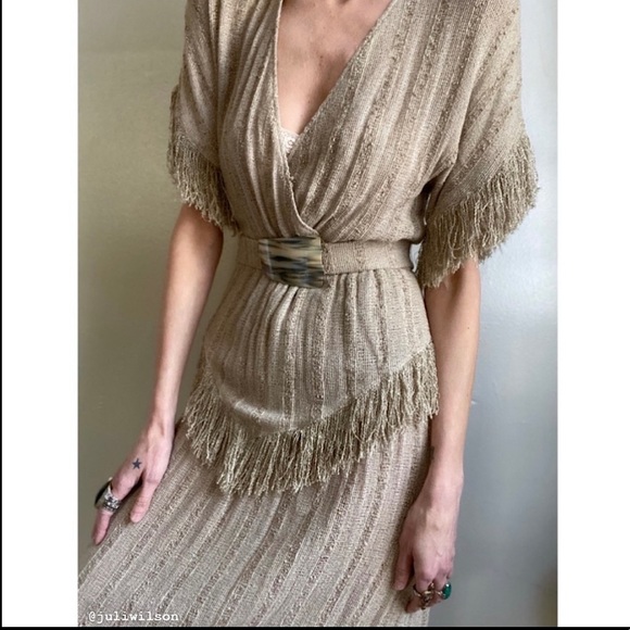 Vintage Dresses & Skirts - Vintage Fringe Knit Dress
